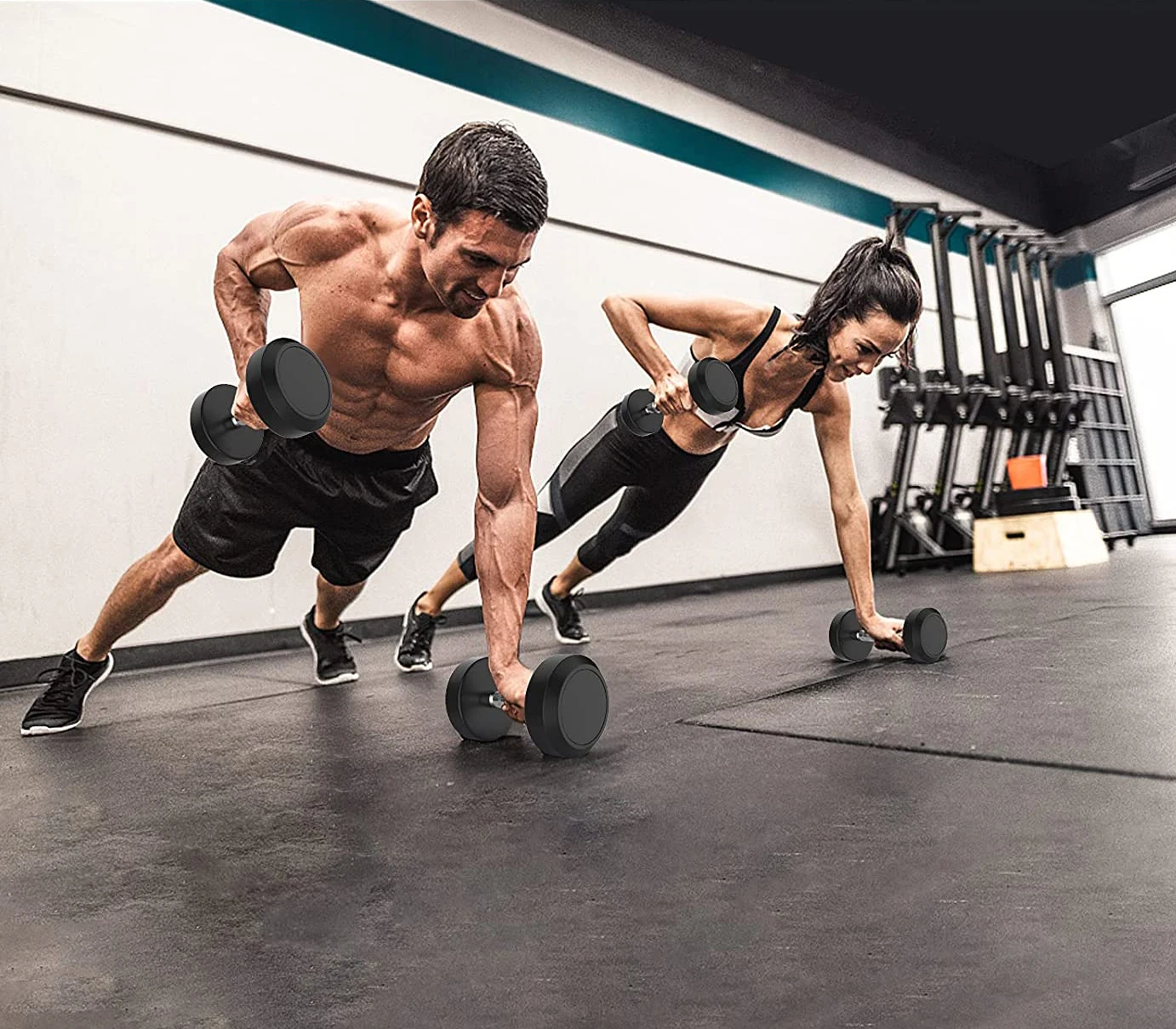 hot selling 20lb 30lb 40lb 60lb 80lb fitness polyurethane dumbbells manufacturer