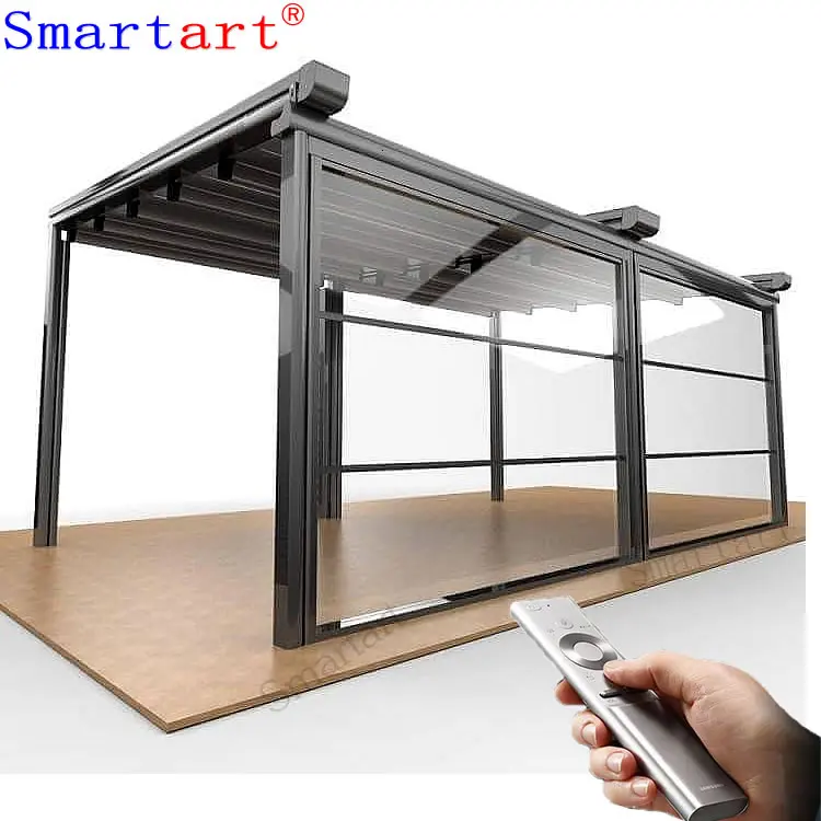 Foshan factory price aluminum double or Triple glass Pergola with Remote controlled Openable skylight