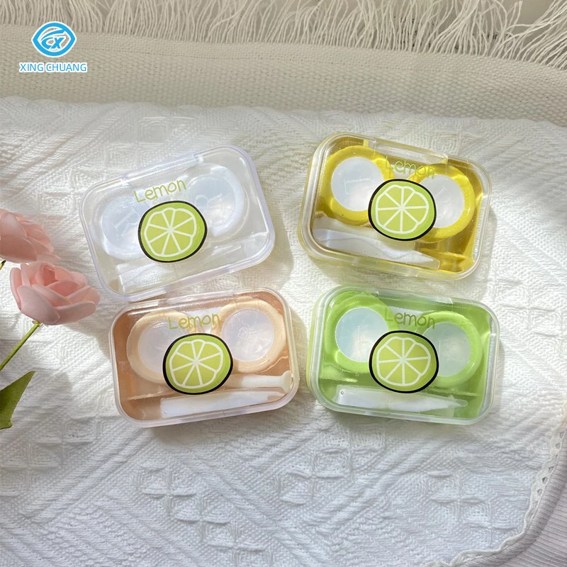 In Stock Convenient small cute contact lens case Simple double box companion box custom logo