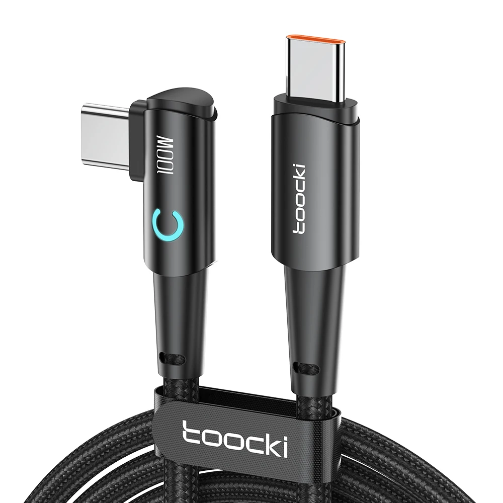 100W Elbow Fast Charging Cable Type C To Type C 90-Degree Elbow USB2.0 Data Cable Designed For Game