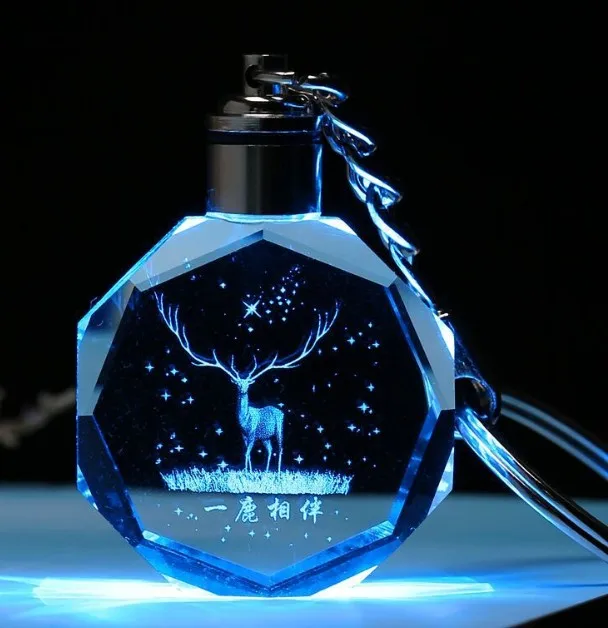 
Promotional Gift Factory Price Custom Made Crystal LED Keychain 