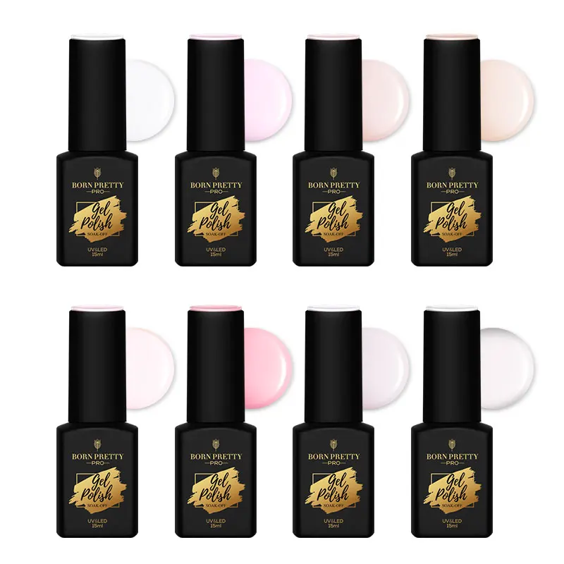 BORN PRETTY Profesional Milky Rubber Base Coat Gel Nail Polish Non-Toxic Scentless Camouflage Color Ruber Base 15ml