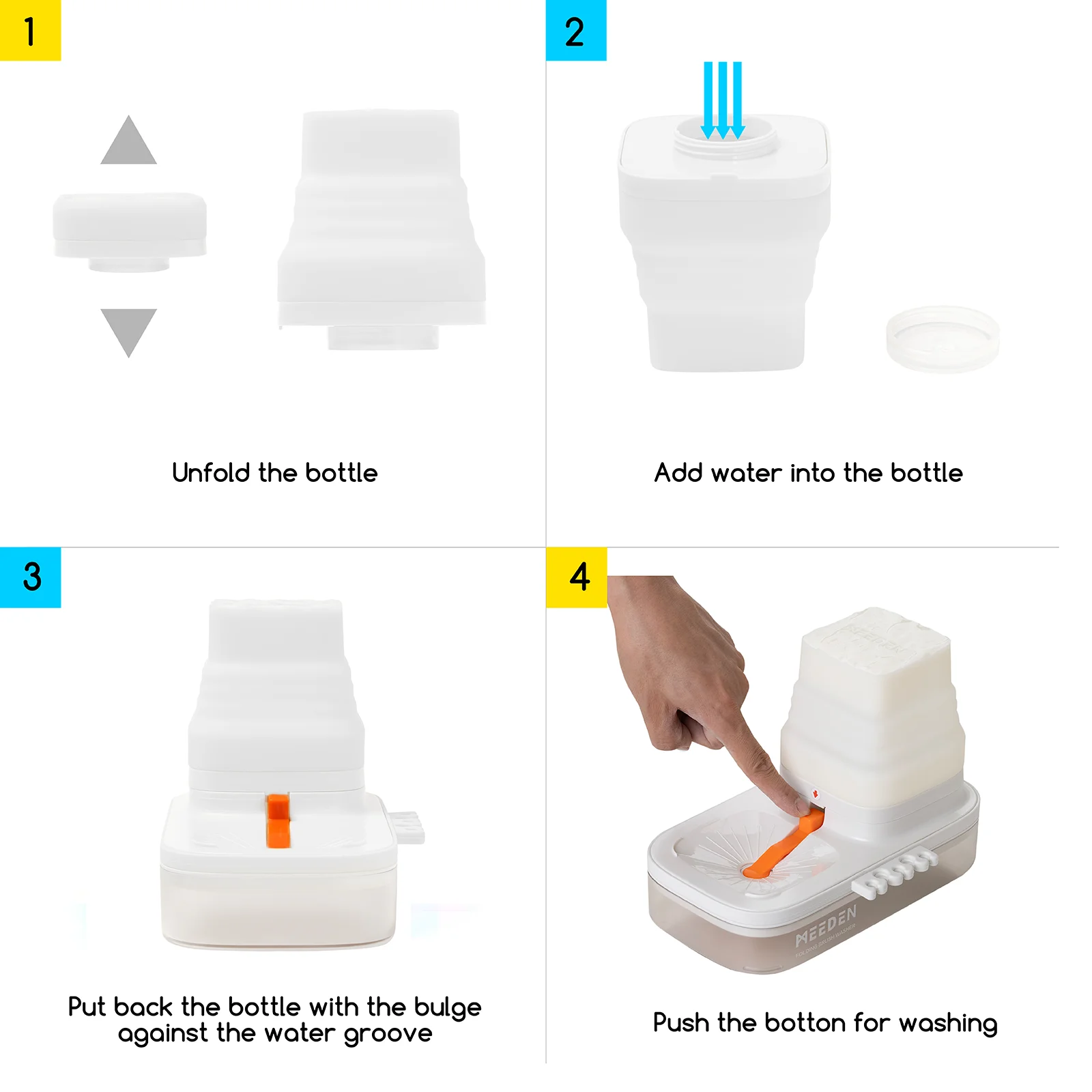 MEEDEN Portable Paint Brush Cleaner: Brush Rinser with 650ml Water Storage Area & 5-Slot Silicone Brush Holder,