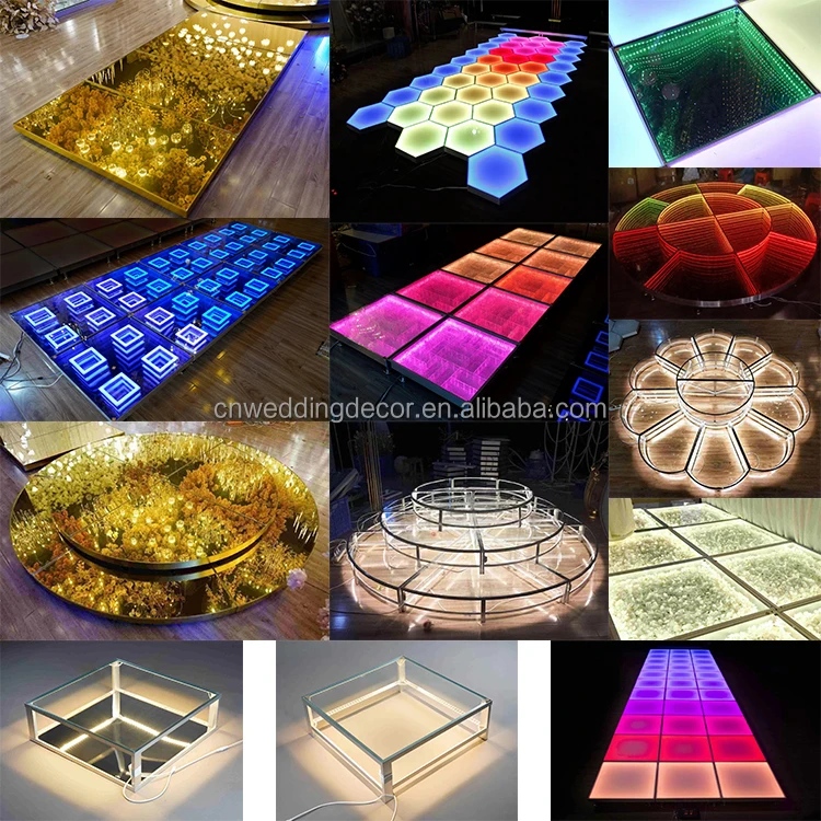SMOOTH Hot Sell High Quality Acrylic Clear Glass Transparent Wedding Stage Dance Floor Flower Light Led For Wedding Decoration