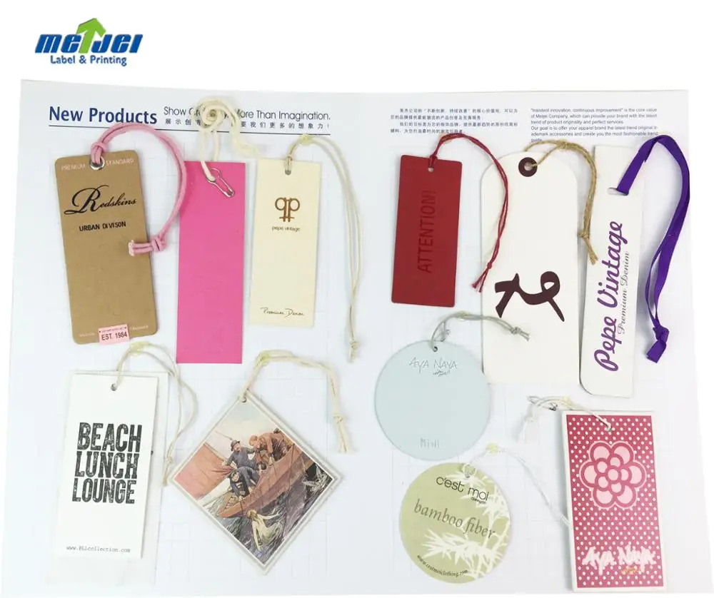 Custom Luxury Garment Swing Tags Clothes Label Print Name Logo Plastic Hang Tag With String Paper Hangtags For Clothing Own Logo