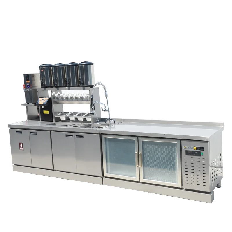 Commercial Coffee Shop bar Bubble Milk tea counter Working Table Refrigerating Bar Counter