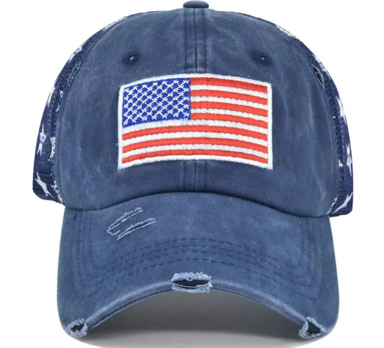 2023082082 US Flag Mesh Star Baseball Hat