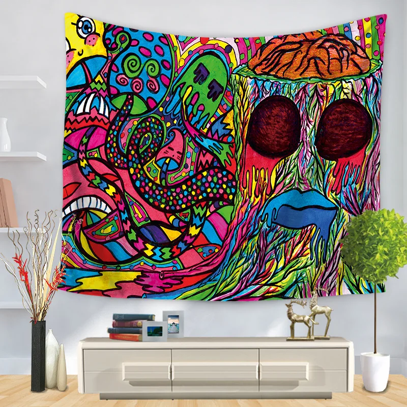 Customizable Hippie Tapestry Colorful Psychedelic Tapestry for Art Work