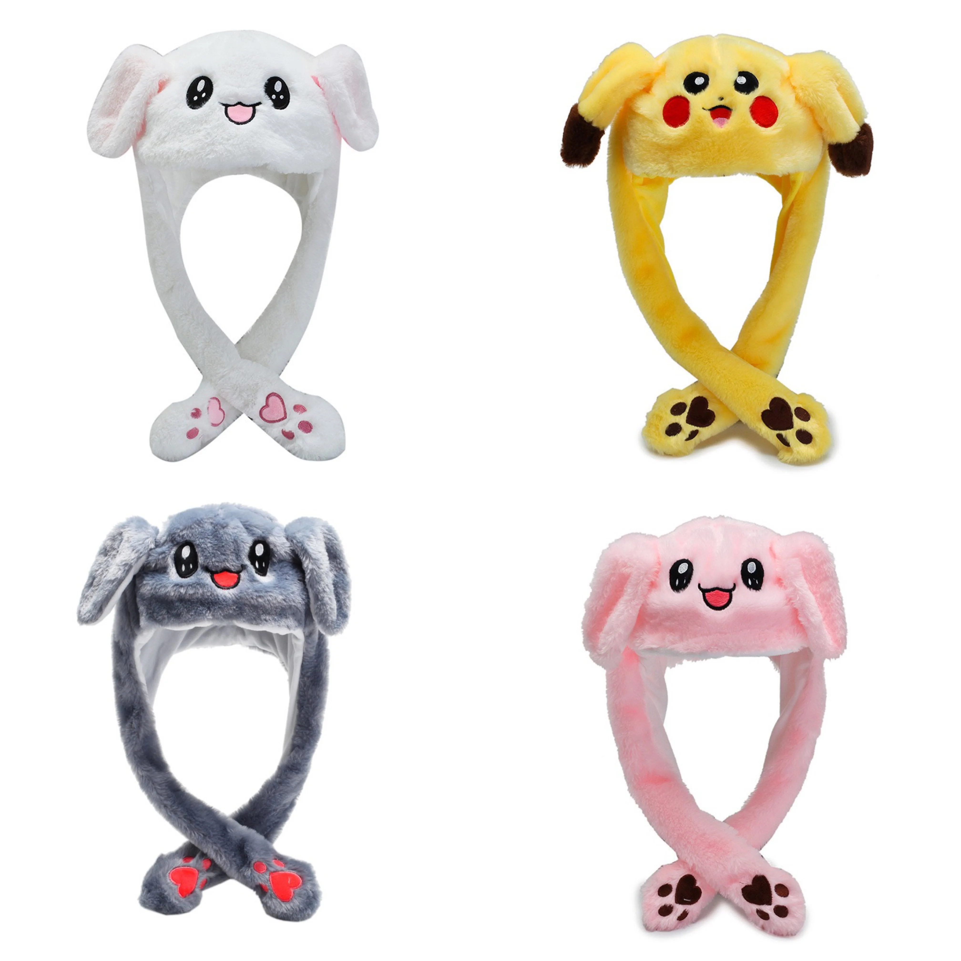 KENSHELLEY Hot Sale Funny Plush Moving Ear Hat Animal Ear Flap Cosplay Party Holiday Hat Cute Bunny Rabbit Jumping Animal Hat