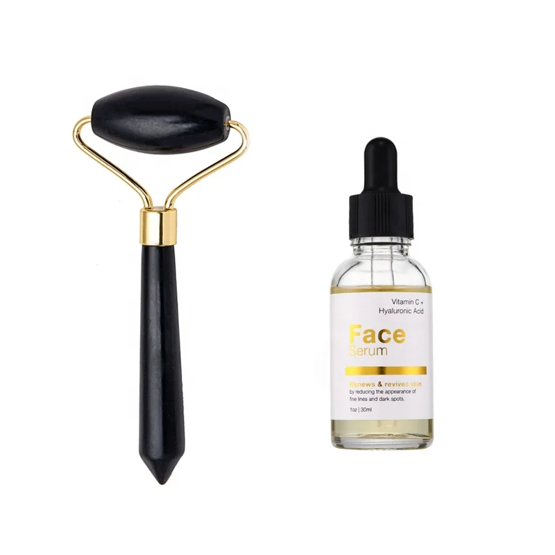 Hot Sales Black Jade Massage Roller For Face Noiseless Anti Aging Jade Roller With Serum