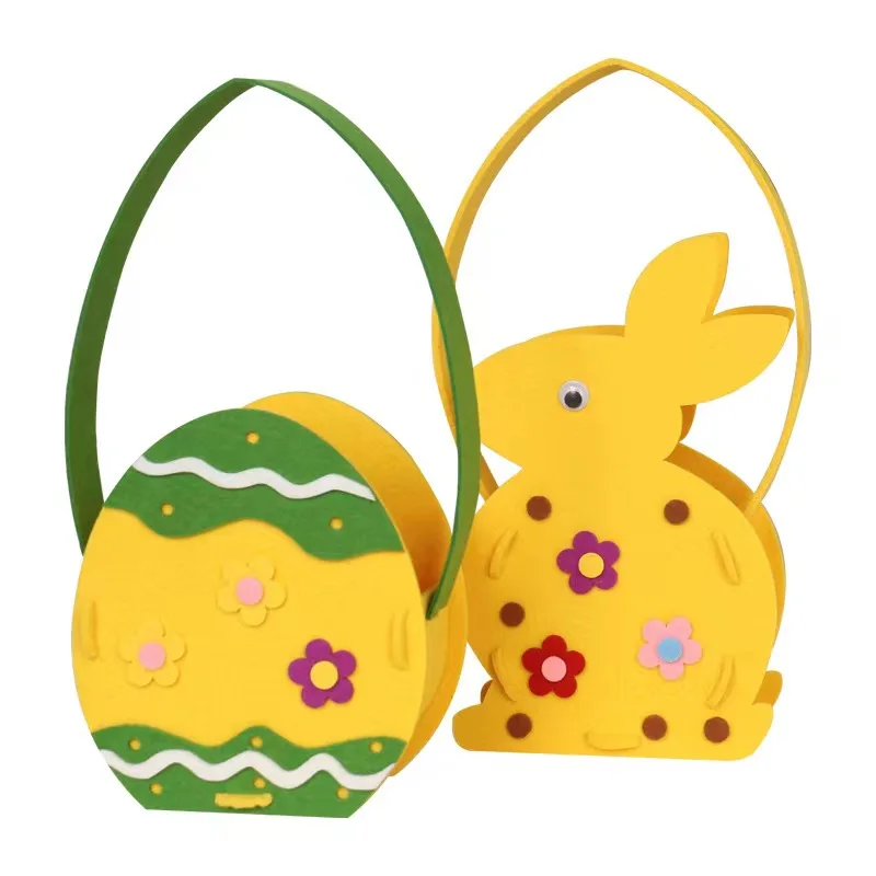 Wholesale Customized Fabric Felt Easter Bunny Basket Blank With Handle