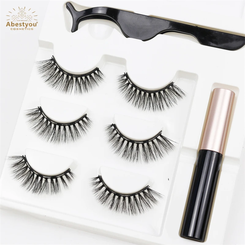 Abestyou magnetic eyelashes private label mink false eyelash custom magnetic eyeliner eyelashes vegan lashes