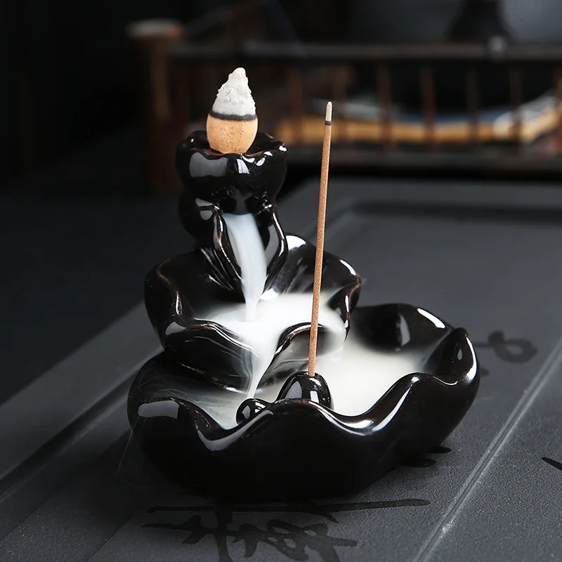 Customize Home Decor Natural Aromatherapy Ceramic Backflow Incense Holder Handmade Waterfall Incense Burner