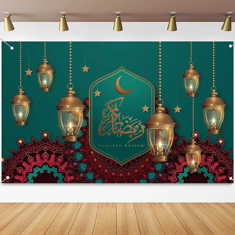 Wholesale Ramadan Eid Mubarak Decorations Eid Mubarak Sign Muslim Ramadan Background Banner Photo Booth Backdrop