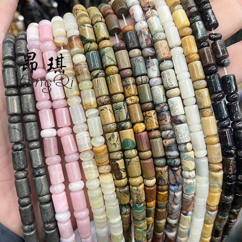 Wholesale Natural Stone Rondelle Beads Loose Cylinder Gemstone Beads For Jewelry Making