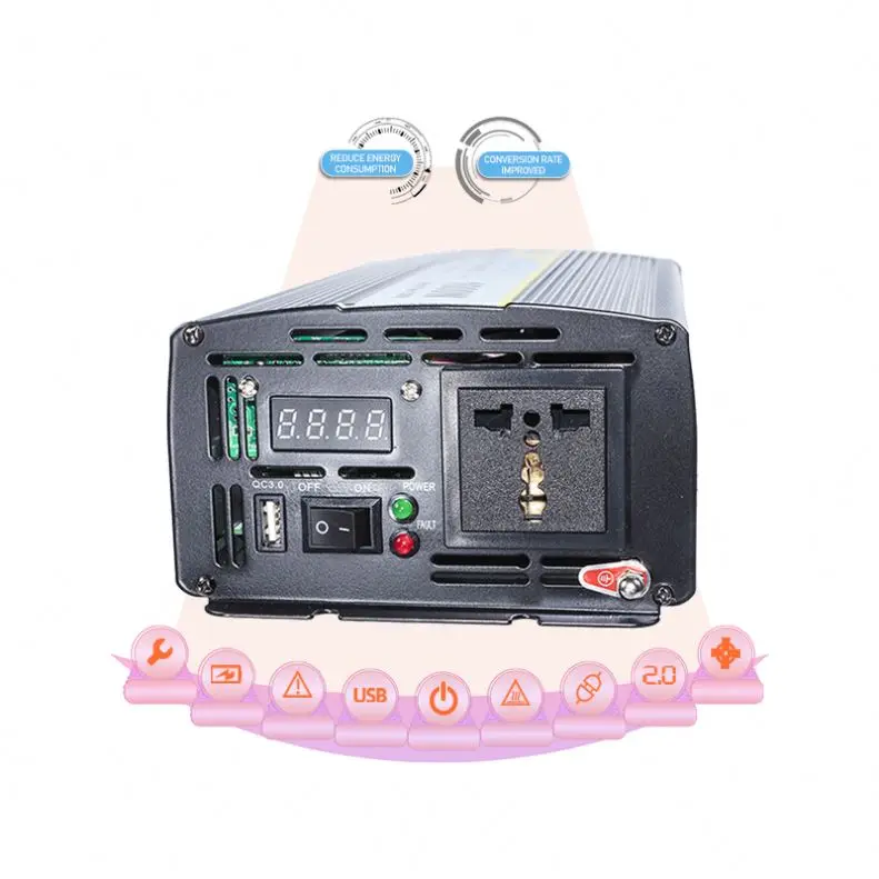 Promotion Inverter Aluminum Alloy Shell 12V 3000W Inverter Dc To Ac 3Kva_Inverter USB Port QC 3.0 With Lcd