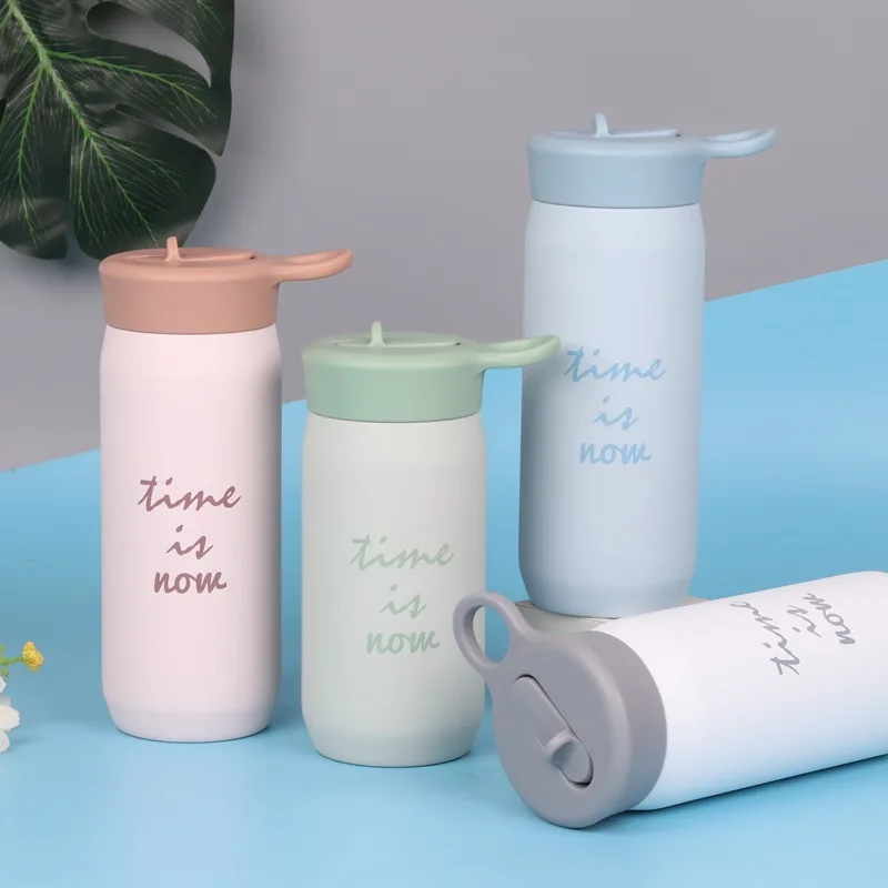 Зимний симпатичный простой однотонный милый детский термос из нержавеющей стали для возвращения в школу 304