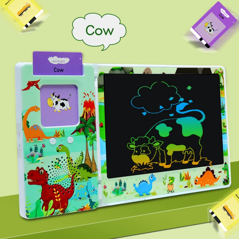 Factory Wholesale  Preschool Learning Toys LCD Writing Tablet Talking Flash Cards 8.5 Inch  with 112 Talking Flash Cards