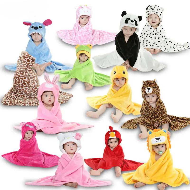 Extra Soft  Custom Animal Design Terry Fleece Baby hoodie terry cloth bathrobe hooded baby blanket bath towel set