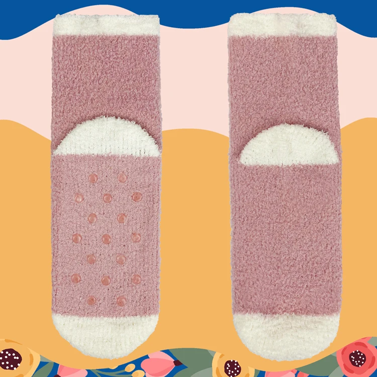 Women Warm Super Soft Non-Slip Grip Sock Winter Fluffy Microfiber Crew Socks Casual Home Sleeping Fuzzy Cozy Sock
