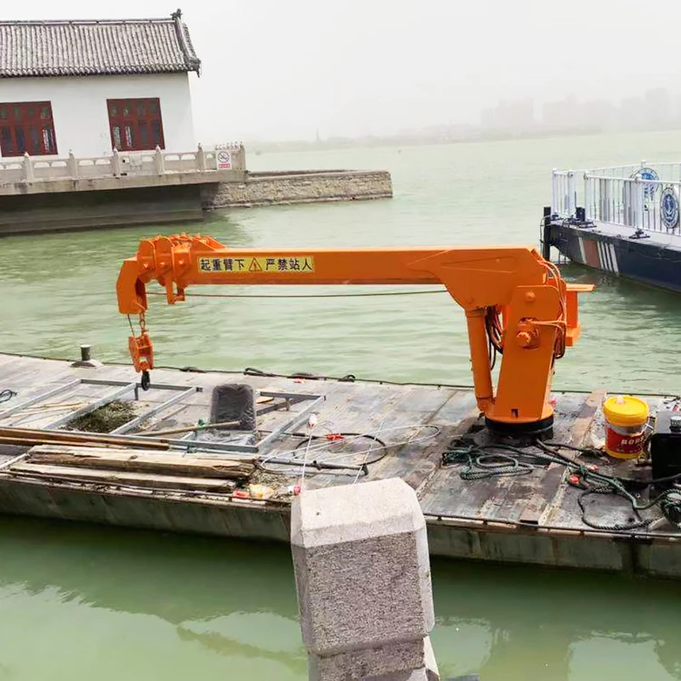Telescopic Boom Fixed Hydraulic Crane Ship and Fishing Boat Hydraulic Crane from Wharf for Floating Cranes