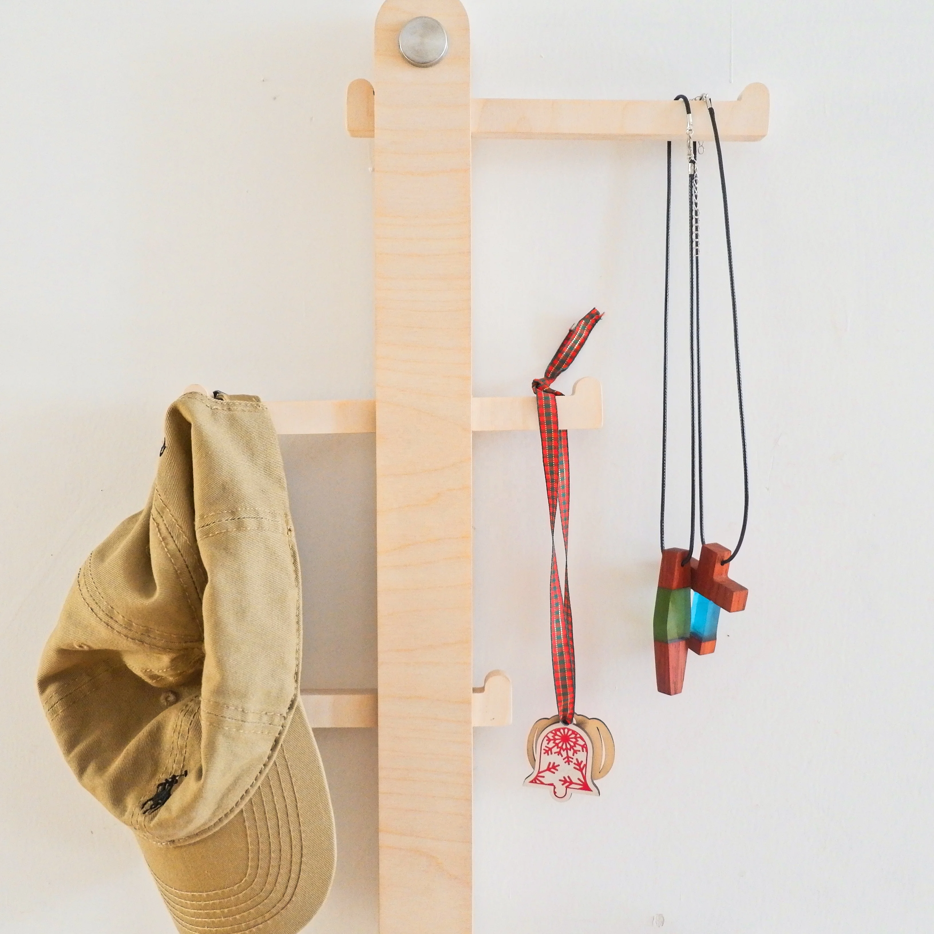 Nursery Wooden Wall Hanger Decor Space Saving Wall Organizer Cloth And Hats Wooden Wall Rack For Babies And Kids