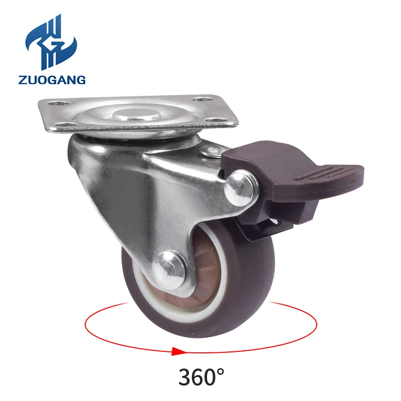 Zuo Gang Manufacturer Direct Supply Guangdong Furniture Casters 4 Piece Set Tpr Castor Wheel Double Top Plate Swivel Caster
