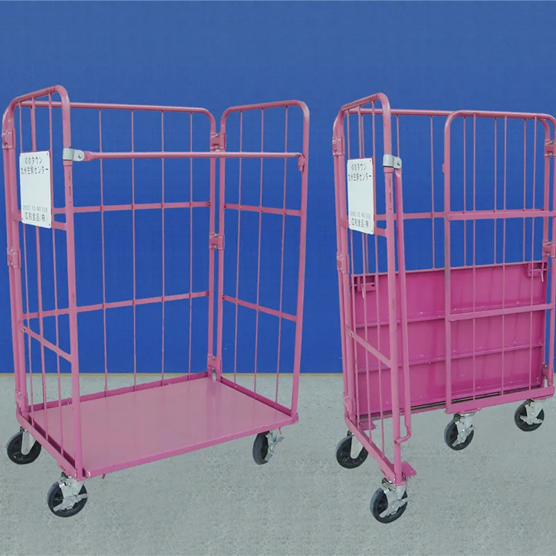 Size: 1000x800x1600mm roll container steel wire mesh trolley cage Roll Cage Trolley for warehouse sotrage transportation