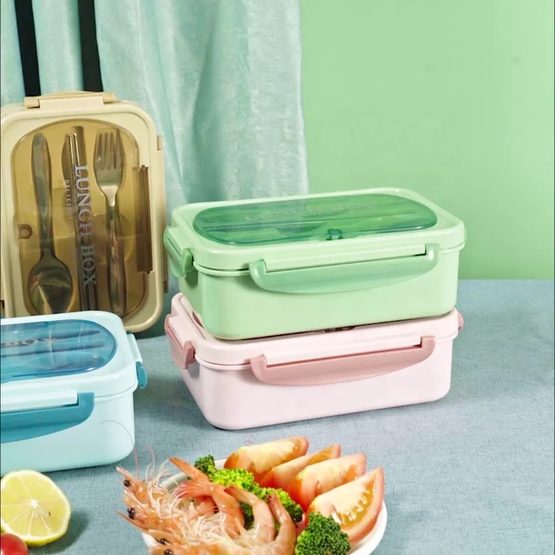 Новинка, Китай, BPA, без пищевых продуктов, PP, пластиковый Ланч-бокс для хранения продуктов, Bento со столовыми приборами