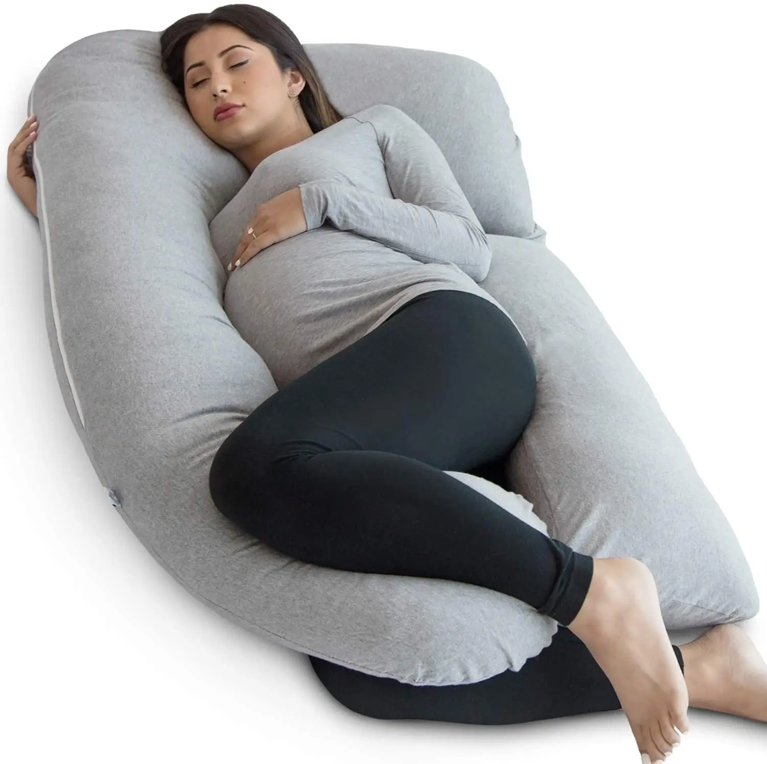 Pregnancy Pillow, Grey U-Shape Full Body Pillow