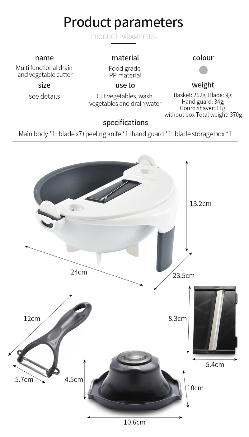 9 in 1 multifunctional kitchen slicer fruit chopper manual vegetable cutter with drain basket