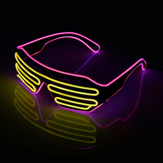 Light Up Shutter El Wires for Neon Rave Glasses Glow Flashing colorful Plastic Rechargeable El USB led wedding Glasses