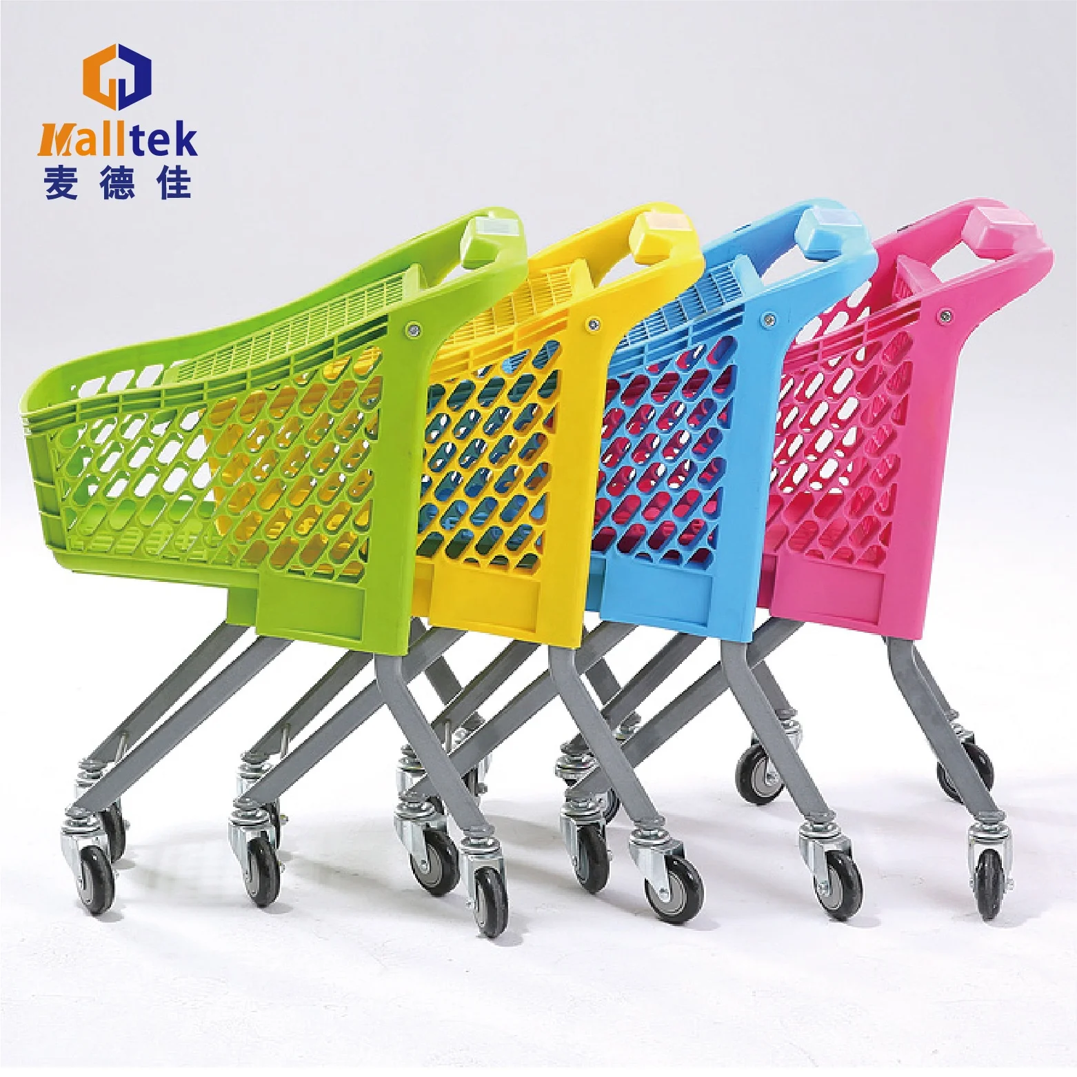 Wholesale Kids Small Carts And Light Blue Plastic Material Shopping Trolley Cart With Flag