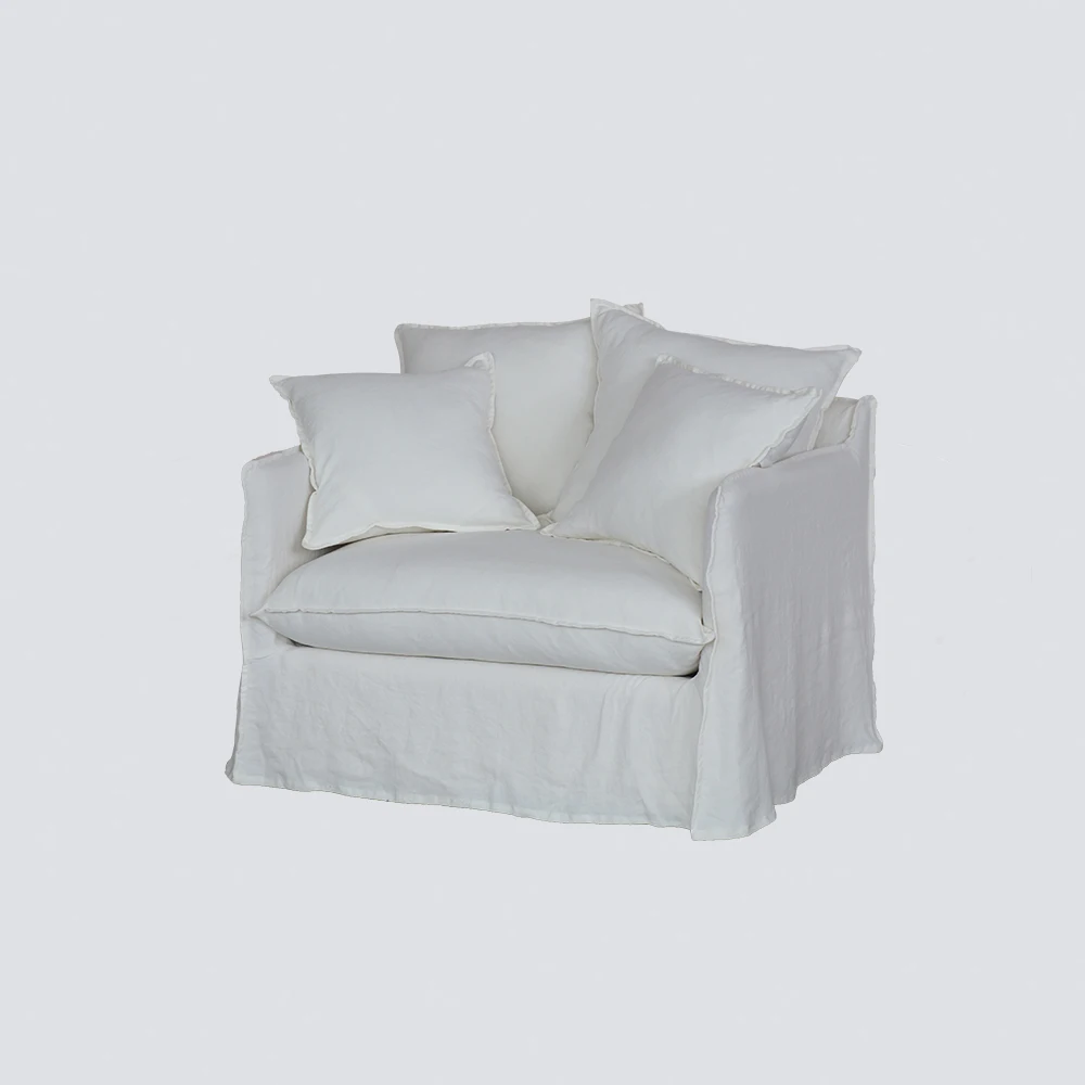 NS FURNITURE modern sofa design living-room white fabric slipcover single sofa set removable cover couch club sofa chair feather