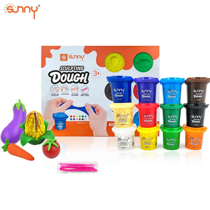 12 Colors Creative Moulding Clay Play Dough stationery set with 75g