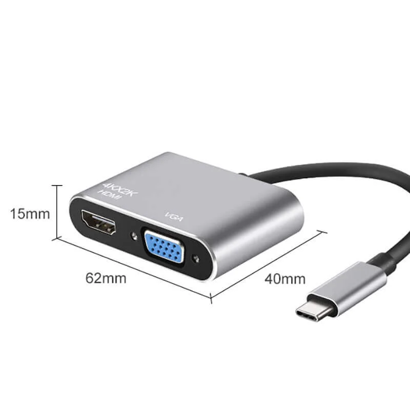 Aoeyoo USB 3 1 Тип C концентратор ноутбука Plug And Play station 4K 30 Гц Type-C на HDMI + VGA до 4k * 2k конвертер