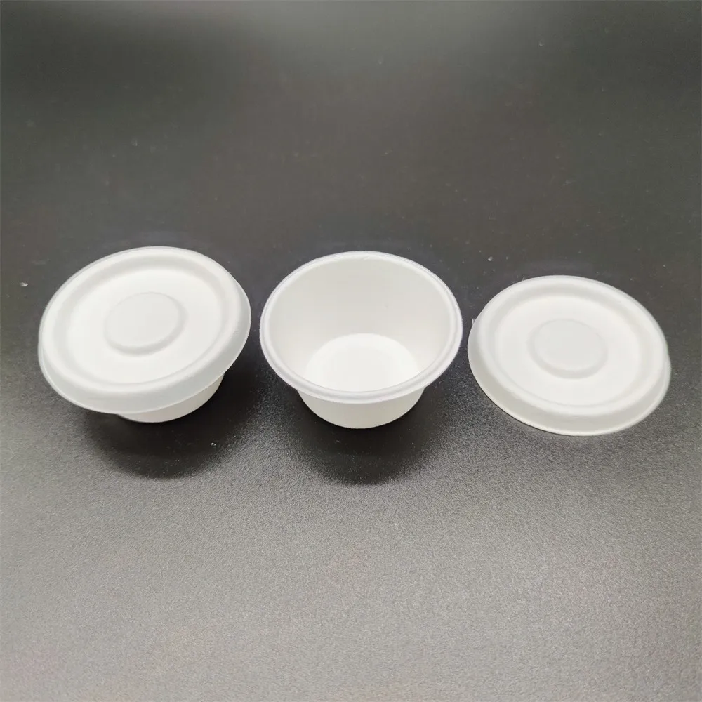 Disposable Biodegradable Compostable Sugarcane Bagasse portion cup with lid small sauce cup Sugarcane Bagasse cup