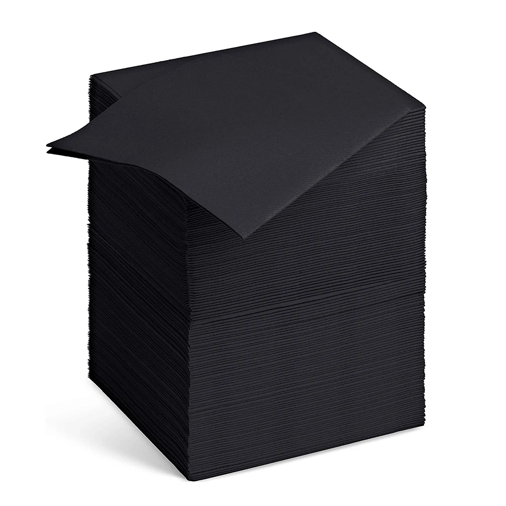 Wholesale Customized Printed Cocktail Disposable Black Paper Napkins For Wedding