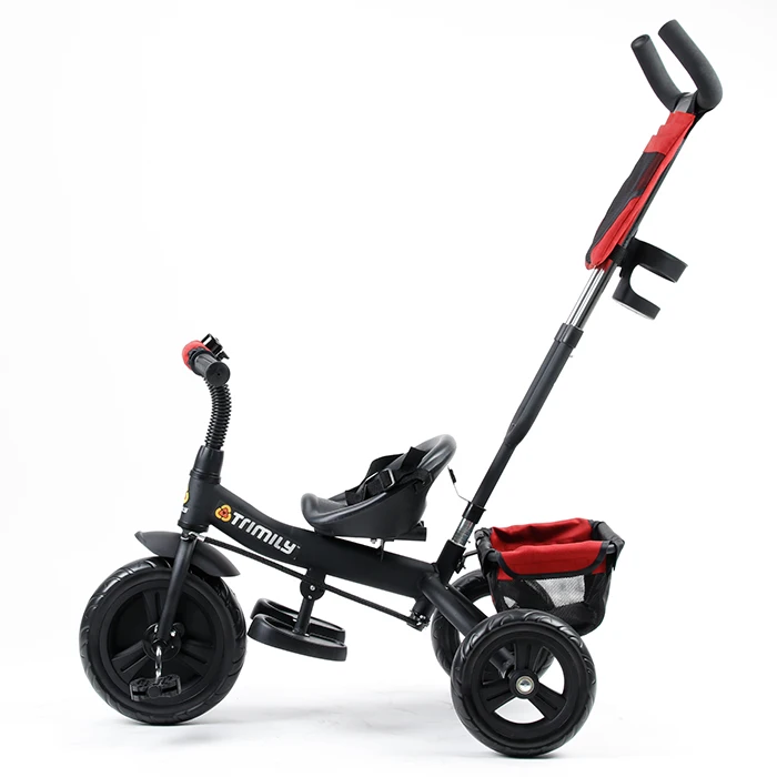 Trimily T306D  4 in 1 Kid Trike Stroller Carbon Steel Frame 3 With Handle Push Bar Child Tricycle With Canopy