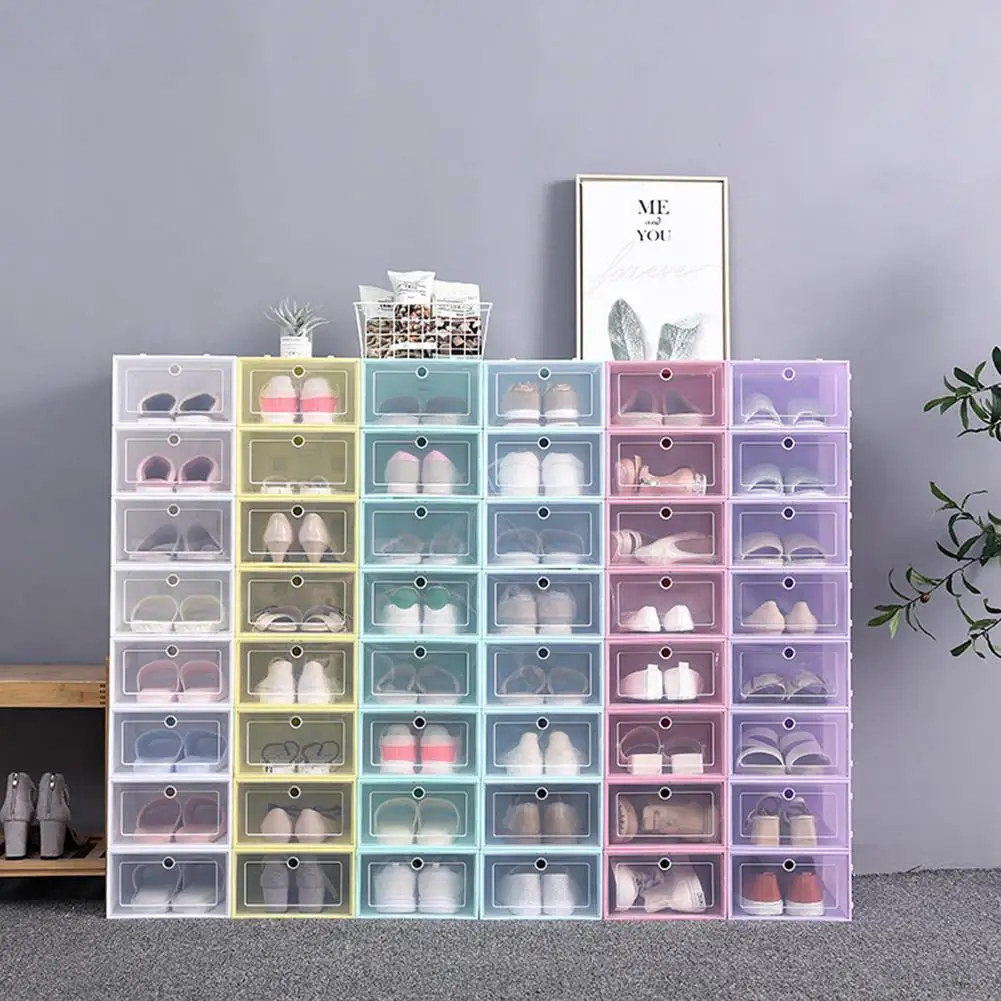 FS303 Hard Plastic Combination Shoe Box Transparent Foldable Shoes Storage Box Stackable Transparent Storage Box High Quality