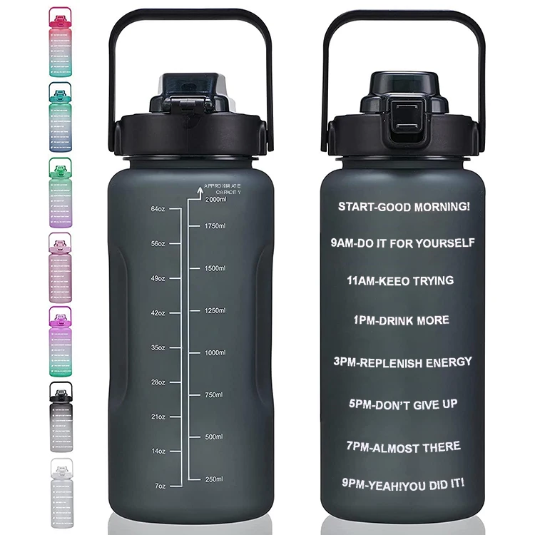 New Hot sale 2024 BPA Free Travel Glass Straw PP Plastic Leak Proof Motivational Water Bottle With Custom Logo