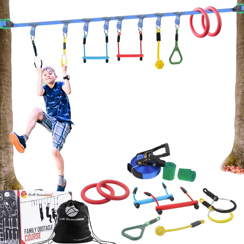 Outdoor playground equipment monkey bars ninja warrior obstacle course for kids backyard