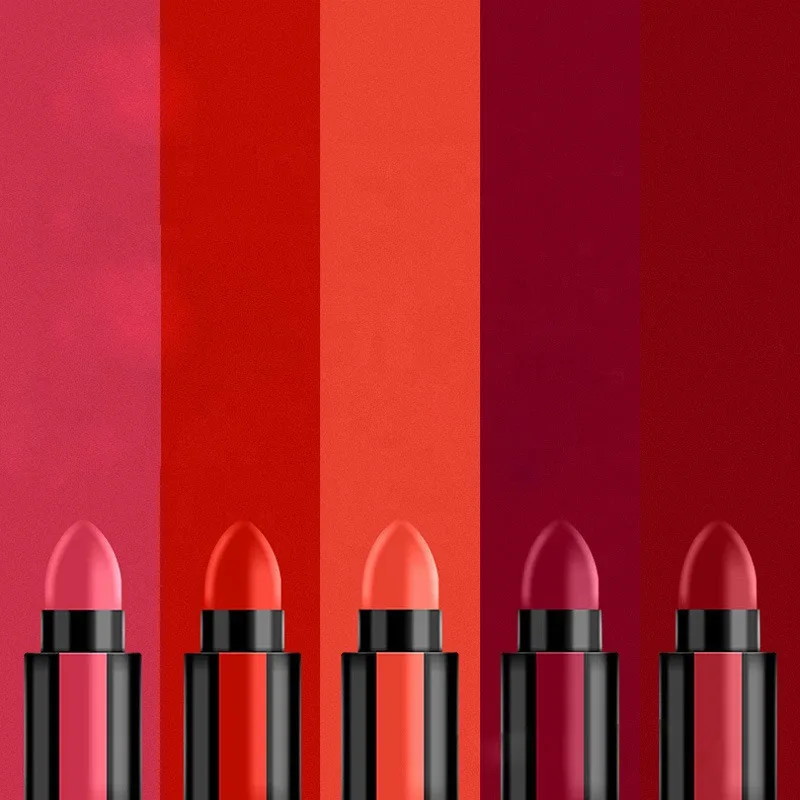 Factory OEM Waterproof Matte Lipstick Travel Size 5 in One Long Wear Stain Combo Makeup Cosmetics Mineral Lipstick Kit Custom
