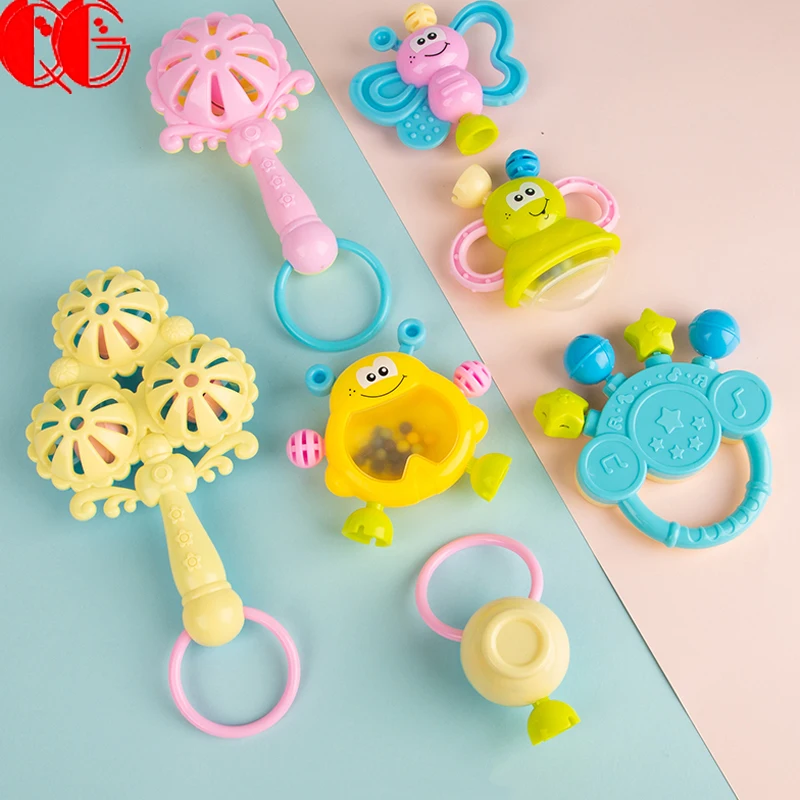 Factory Wholesale Infant Educational Rattle Toys for Babies Safety Toys Newborn Shaker Set Colorful Baby Rattles Toy Sets