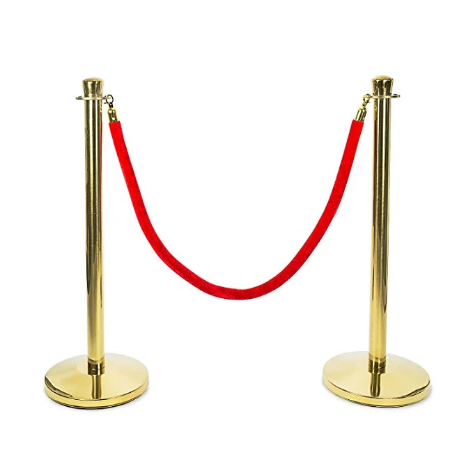 gold stand rope barrier with crown top for wedding santion post for red carpet