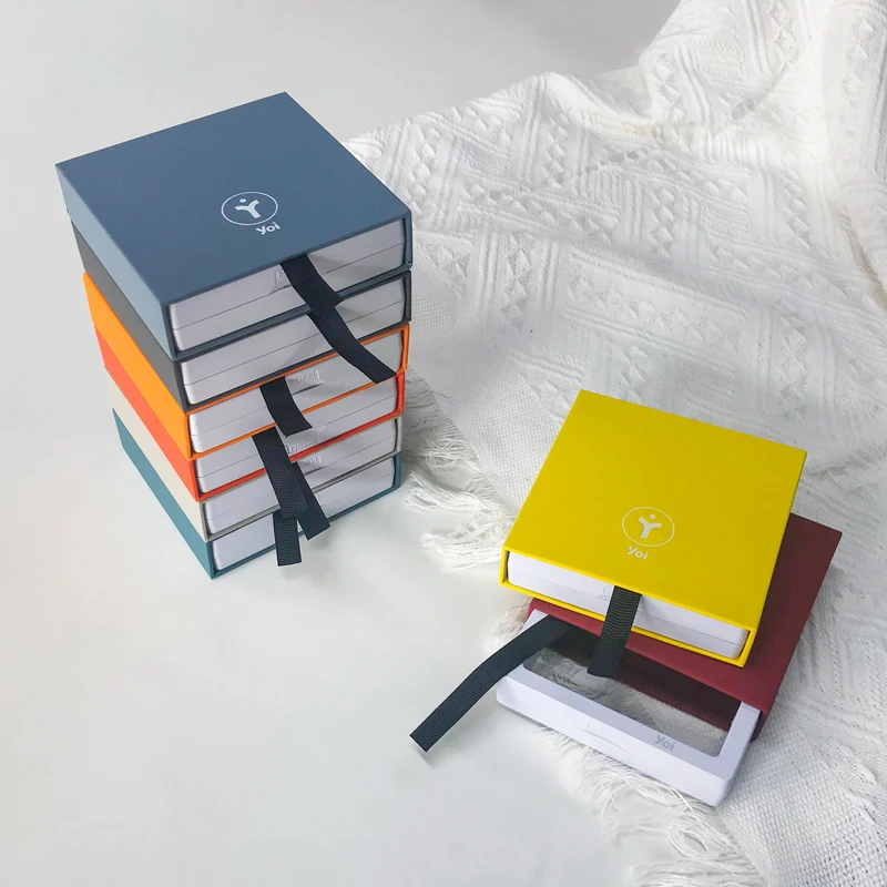 2022 Transparent Jewelry Box Storage Necklace Ring Luxury Paper Drawer Box Customized PE Film Suspension Packaging Box