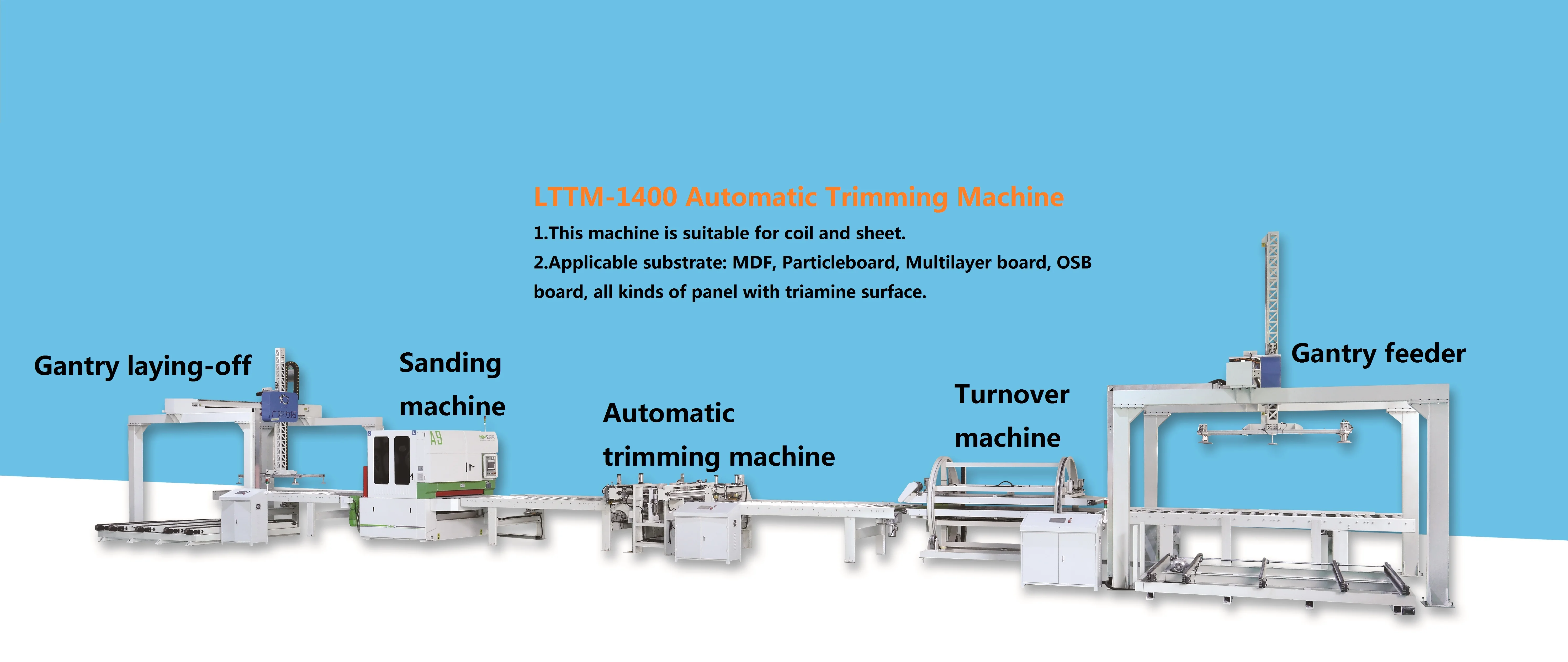 Easy Operate Woodworking Automatic Trimming Edge Banding Machine Laminating Trimming Production Line For Door Cabinet Trimming