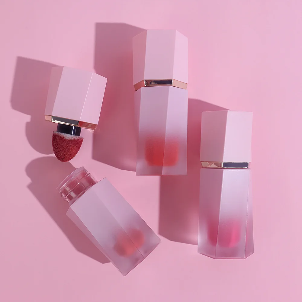 Wholesale Makeup 11 Colors Pink Tube Hexagon Liquid Blush 2 in Cheek Lip Long Lasting Waterproof Liquid Blush