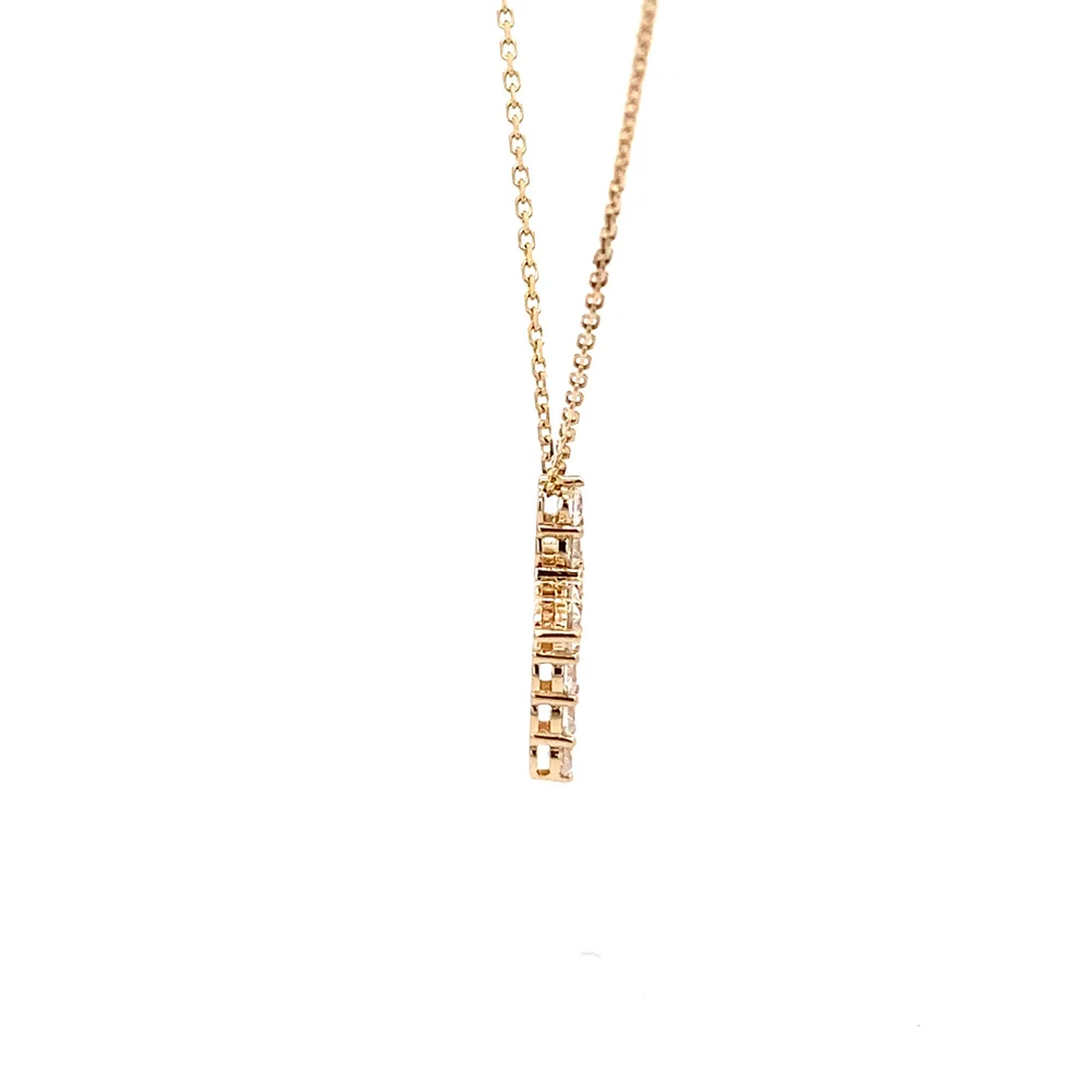 FirstMadam 14K Yellow Gold 1.1 CTS VVS Lab Diamond Cross Pendant Necklace For Stacking