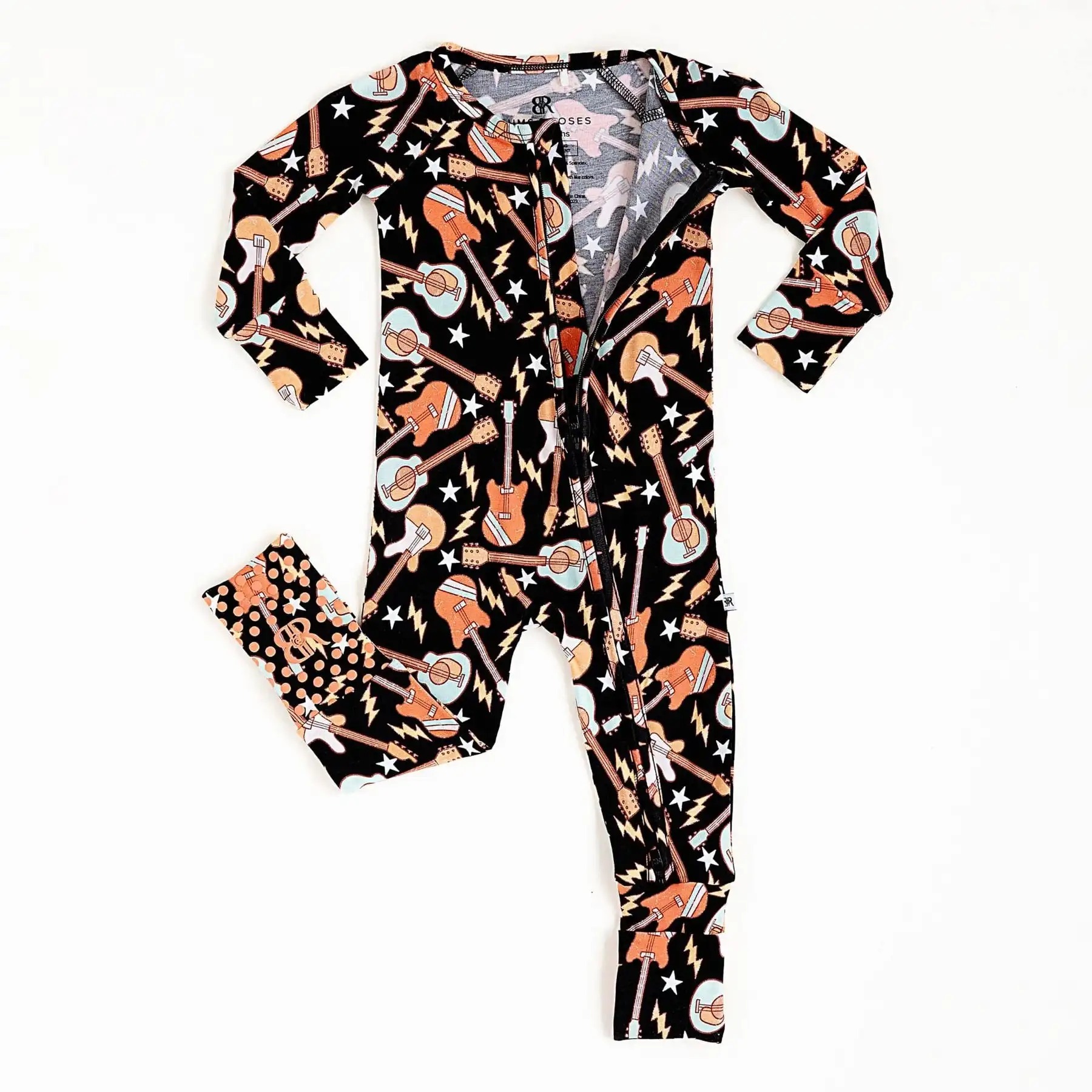 Baby Bamboo rompers Custom Butterfly print Long sleeve With Double Zippy with grip For girls  kids clothes